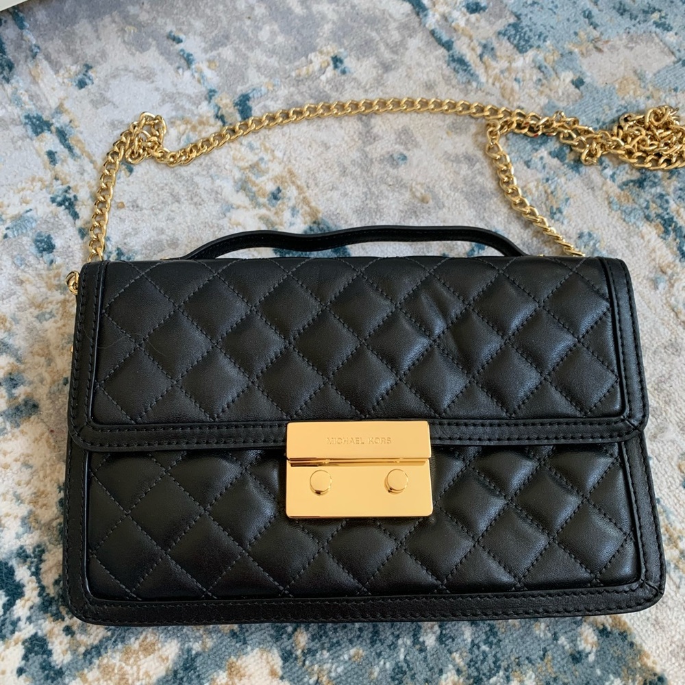 NWT Michael Kors Quilted Leather Sloan Large Messenger Crossbody Bag ~black